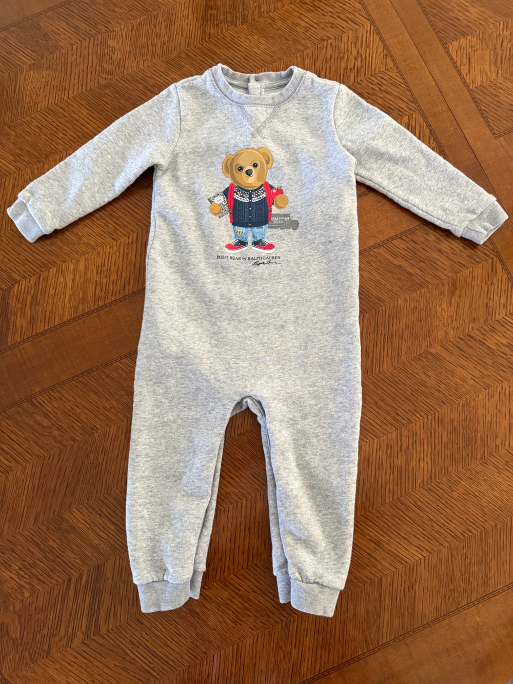 Polo Ralph Lauren Baby Boy Polo Bear Fleece Coverall Romper 18M Grey